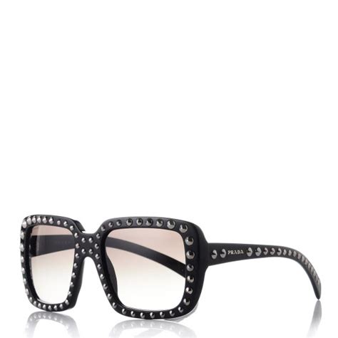 prada spr30q|PRADA Square Studded Ornate Sunglasses SPR 30Q Black .